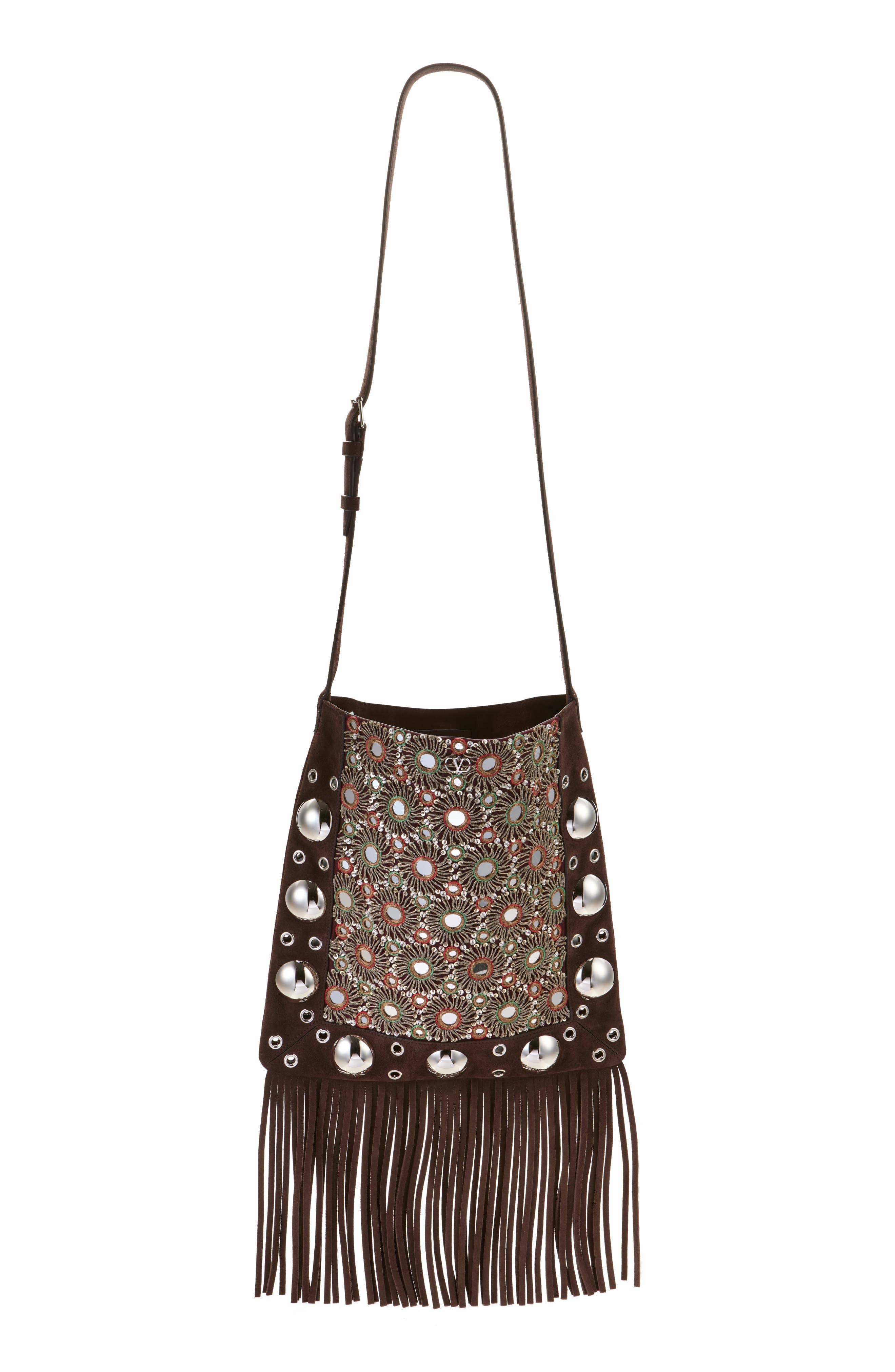 Valentino Garavani Nellcôte Shoulder Bag Women's bags Brown Suede New