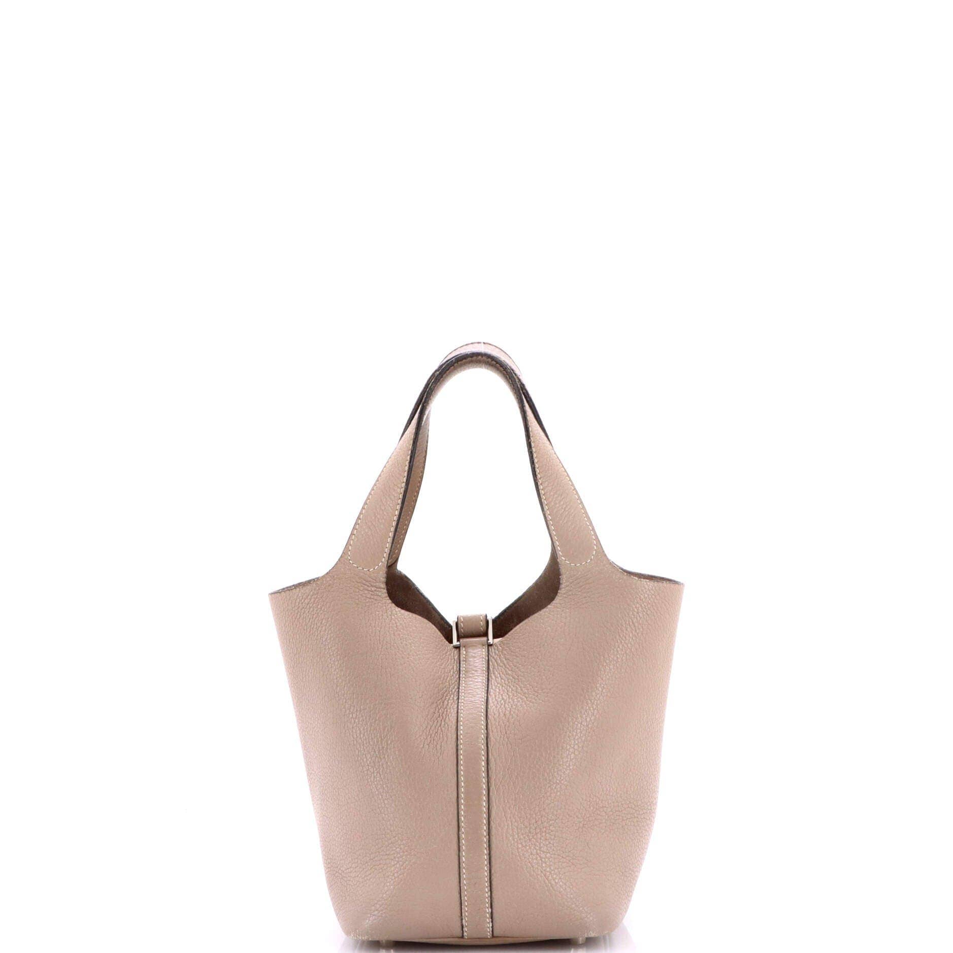 Hermès Picotin Bucket Bag Women's bags MM Bleu Nuit Felt Palladium New