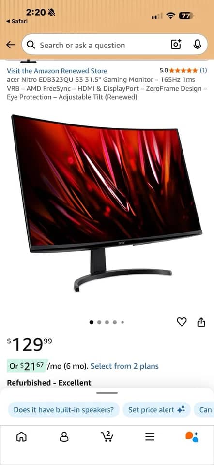 Acer EDB323QU Monitors Black New