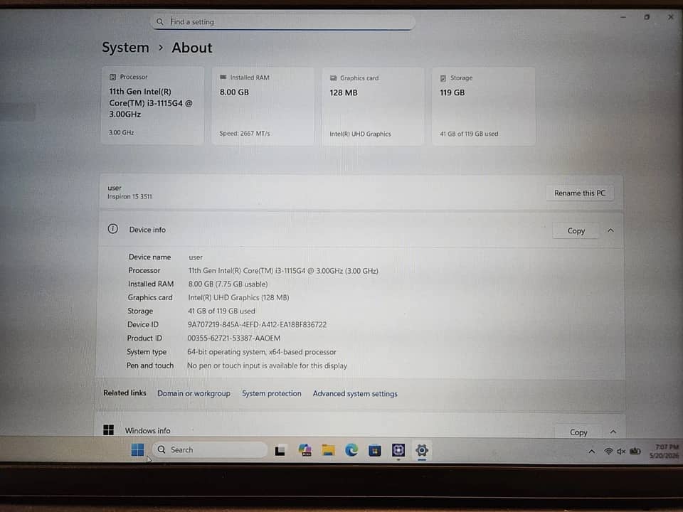Dell Inspiron 15 3511 Computers 1000GB 16GB Refurbished - Excellent