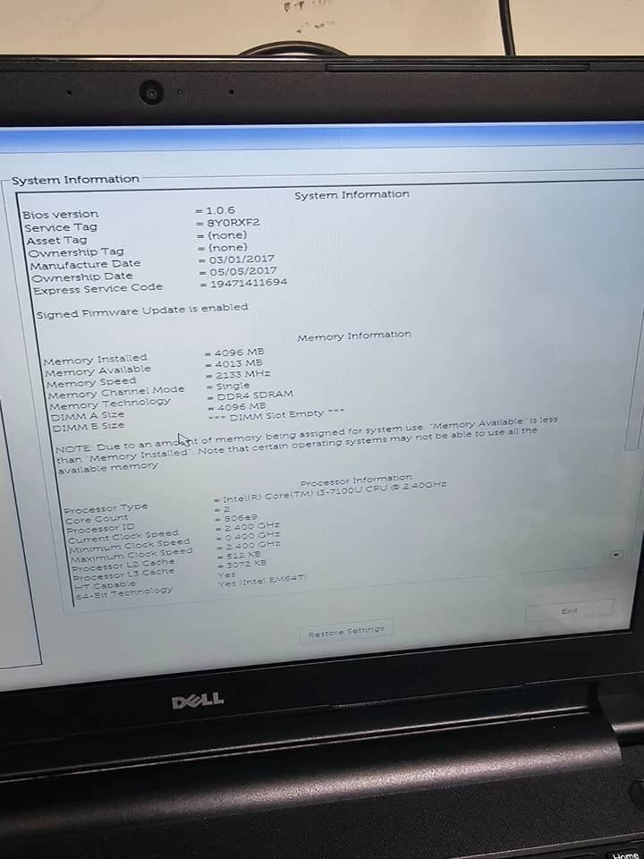 Dell Inspiron 5566 Computers 250GB 8GB Used - Good