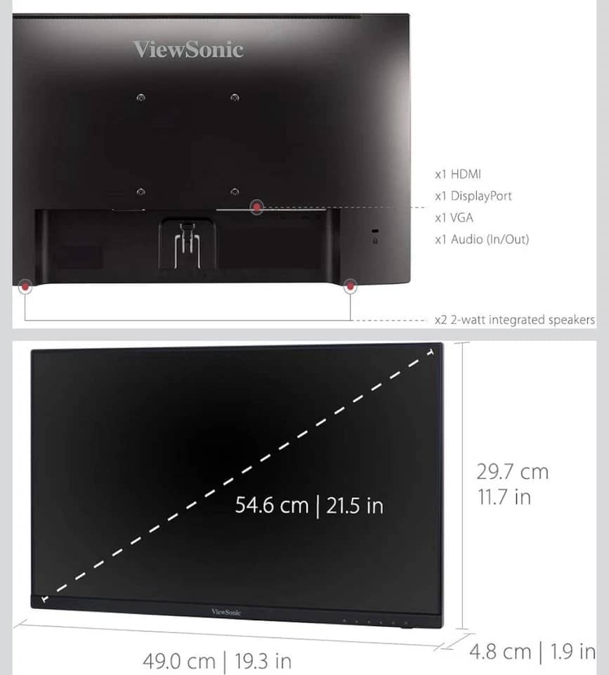 ViewSonic VA2256-MHD_H2 Monitors Black New