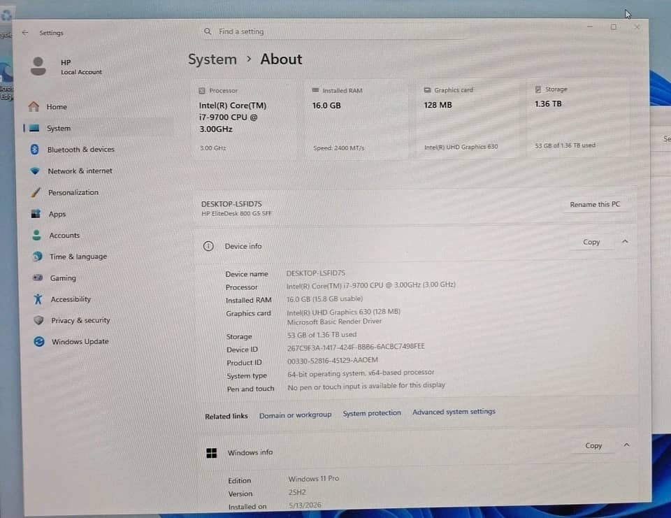 HP 800 G5 Computers 128GB 16GB Refurbished - Excellent