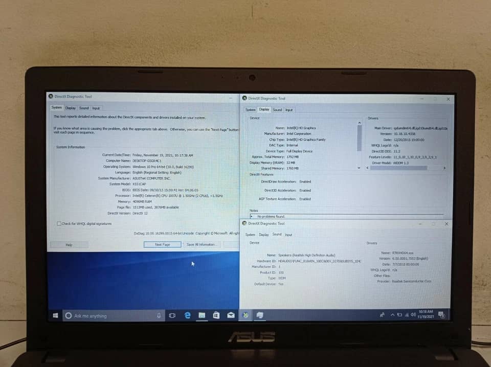 ASUS Vivobook X551C Computers 500GB 4GB Used - Good
