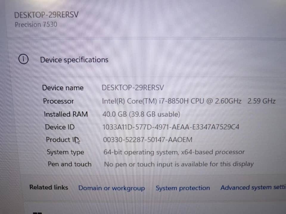 Dell Precision 7530 Computers 128GB 8GB Used - Good