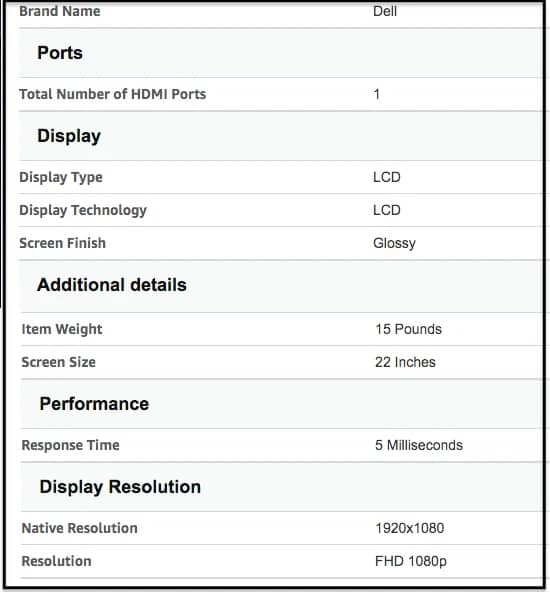 Dell S2209W Monitors Used - Very Good