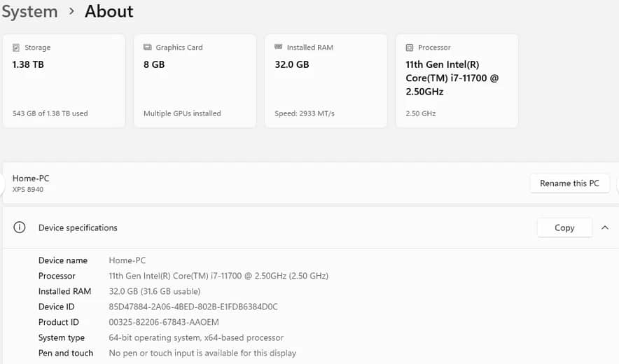 Dell XPS 8940 Computers New 256GB 8GB