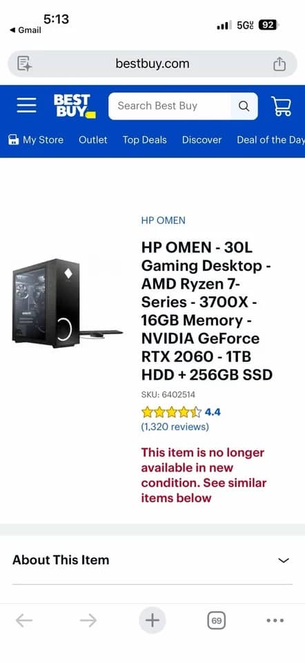 HP OMEN 40L Computers 1TB 64GB Open-Box Excellent