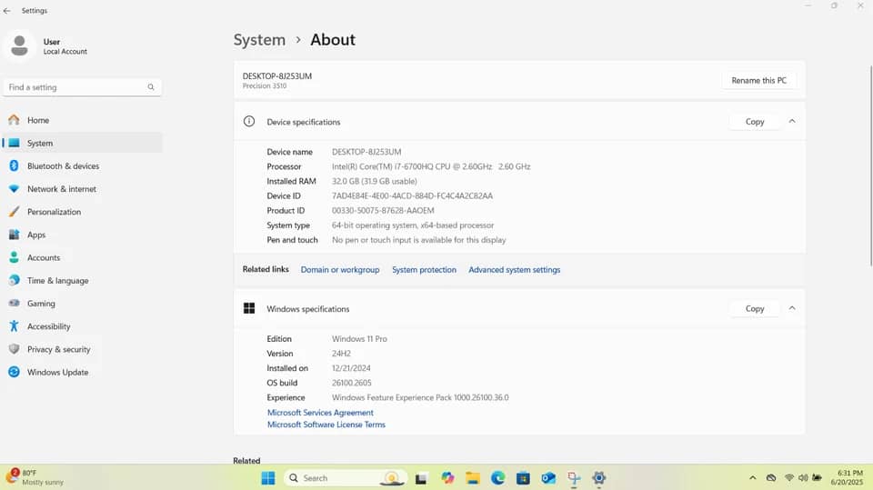 Dell Precision 3510 Computers 120GB 8GB Used - Good