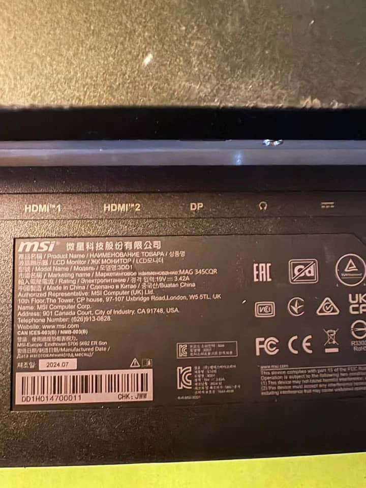 MSI MAG345CQR Monitors Black Used - Good