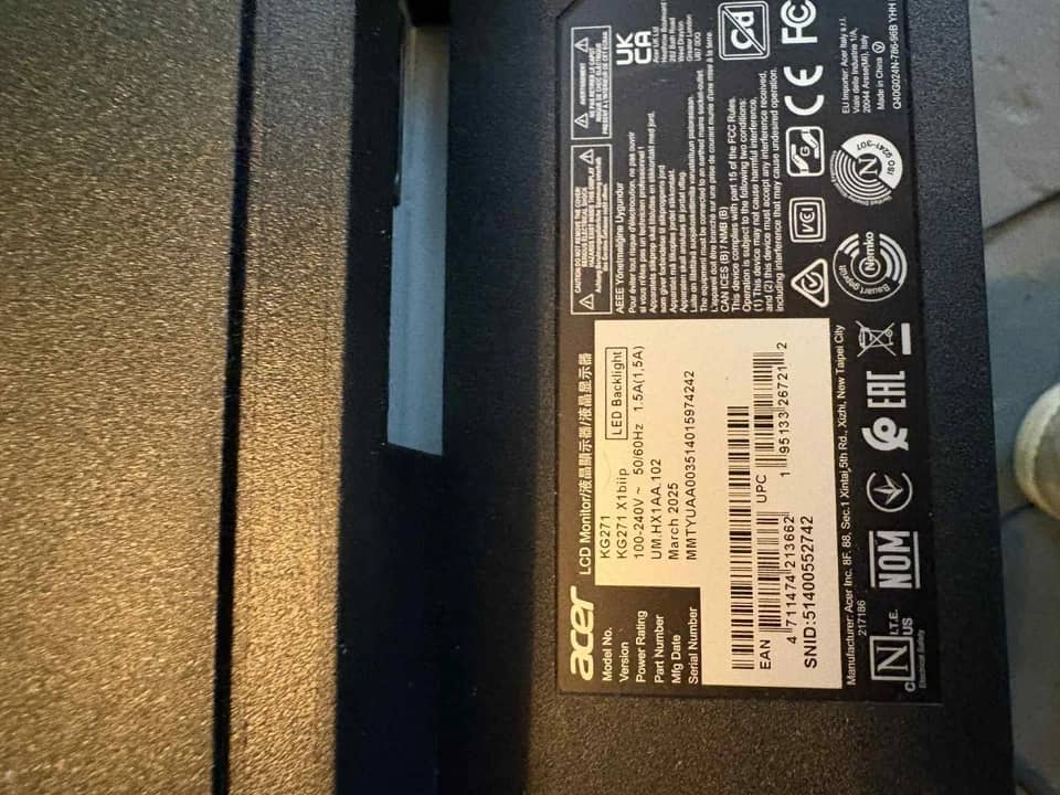 Acer KG271 Monitors Black New
