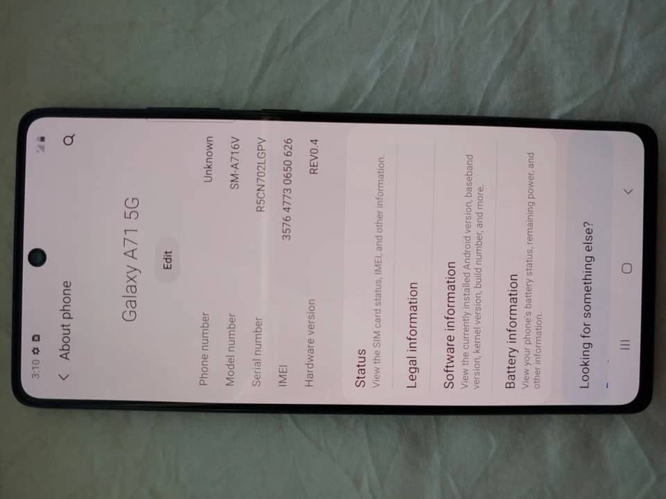 Samsung Galaxy A71 Cell Phones Black Locked 128GB Refurbished - Excellent