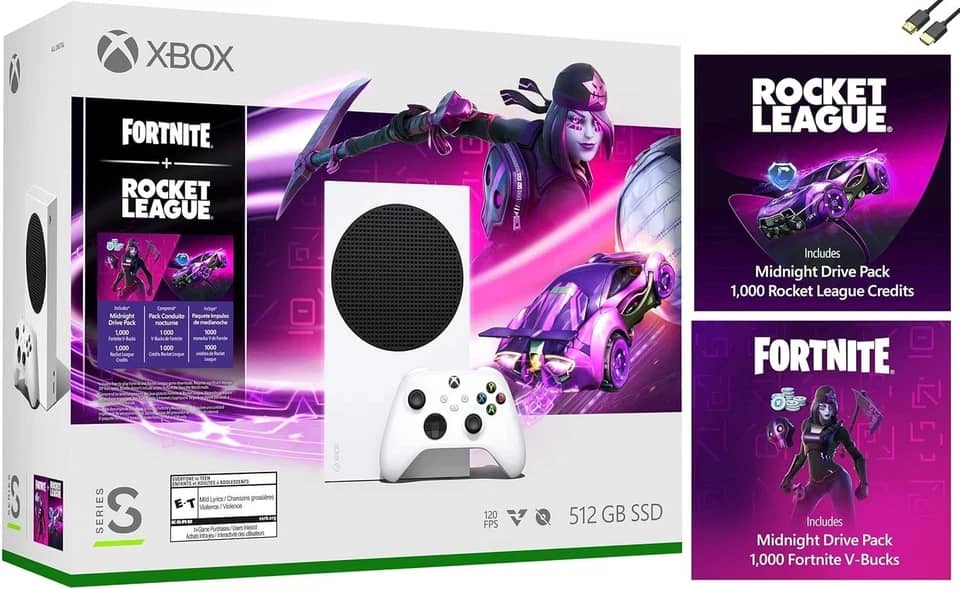 Microsoft Series S Video Game Consoles White 512GB Fortnite & Rocket League Bundle New