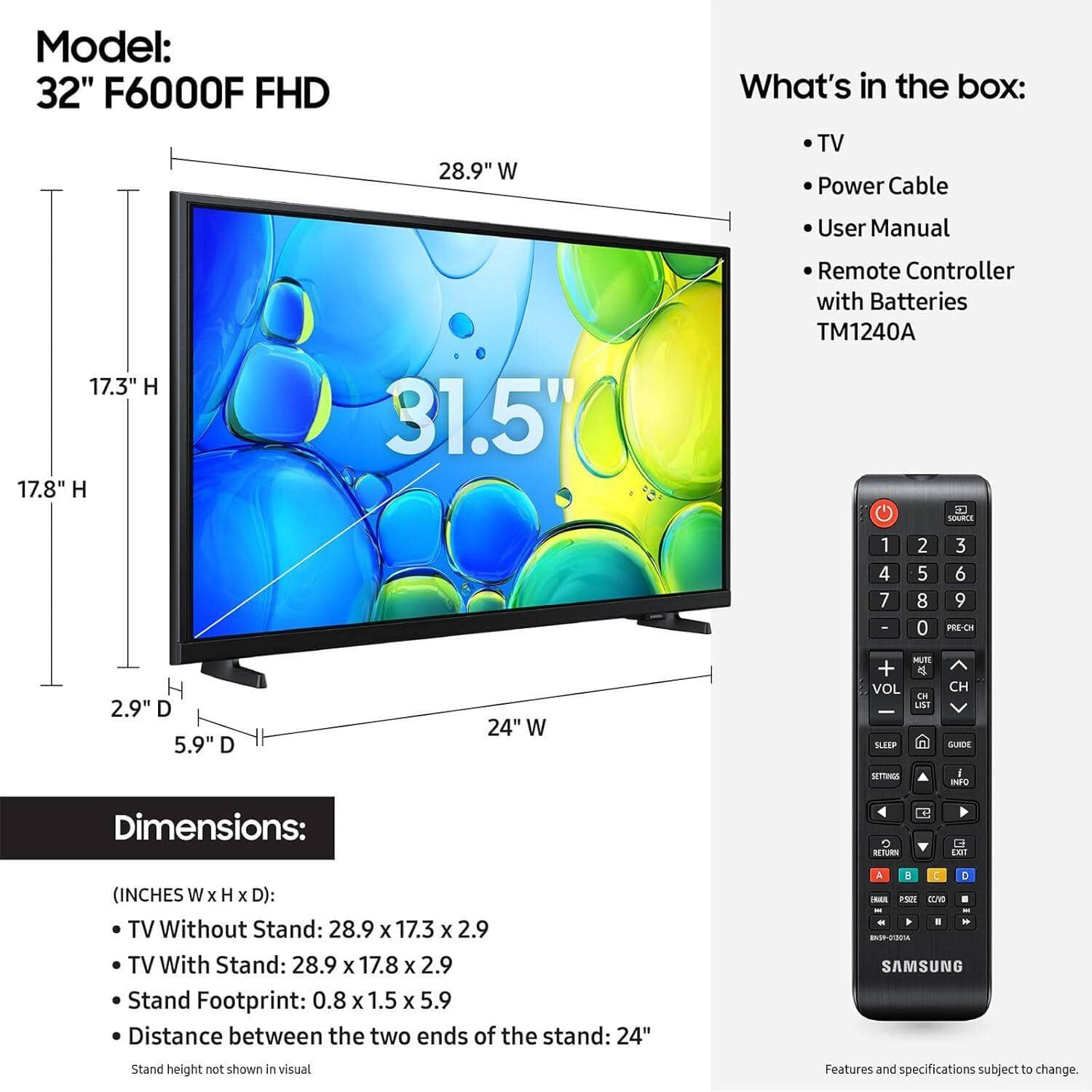 Samsung F6000 TVs Black New