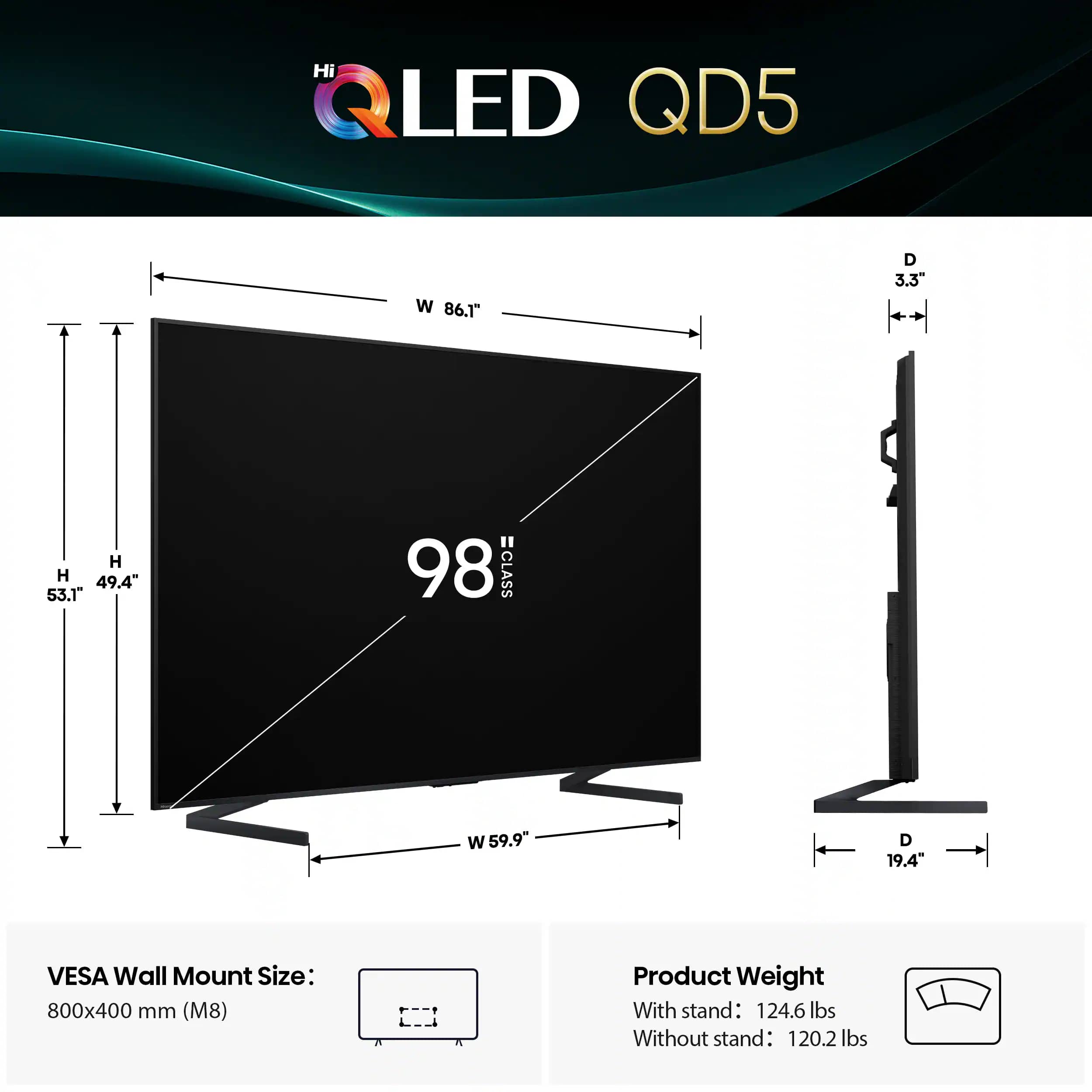 Hisense 98QD5QG TVs Black New
