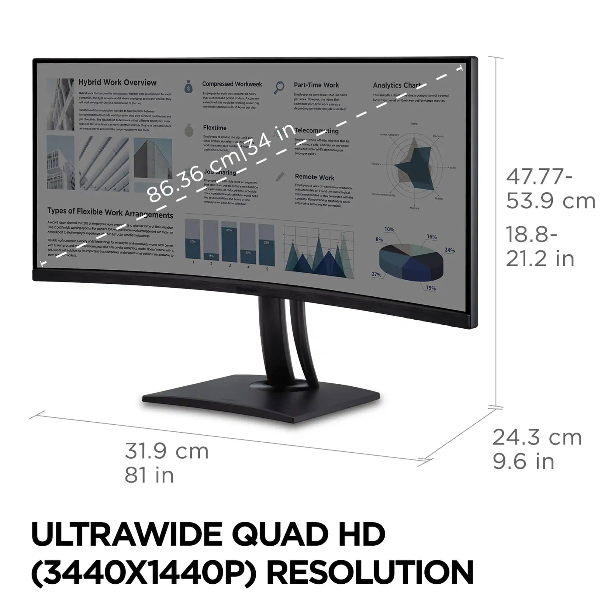 ViewSonic VP3456a Monitors New Black