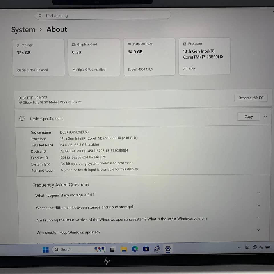 HP ZBook Fury G11 Computers 1TB 32GB New
