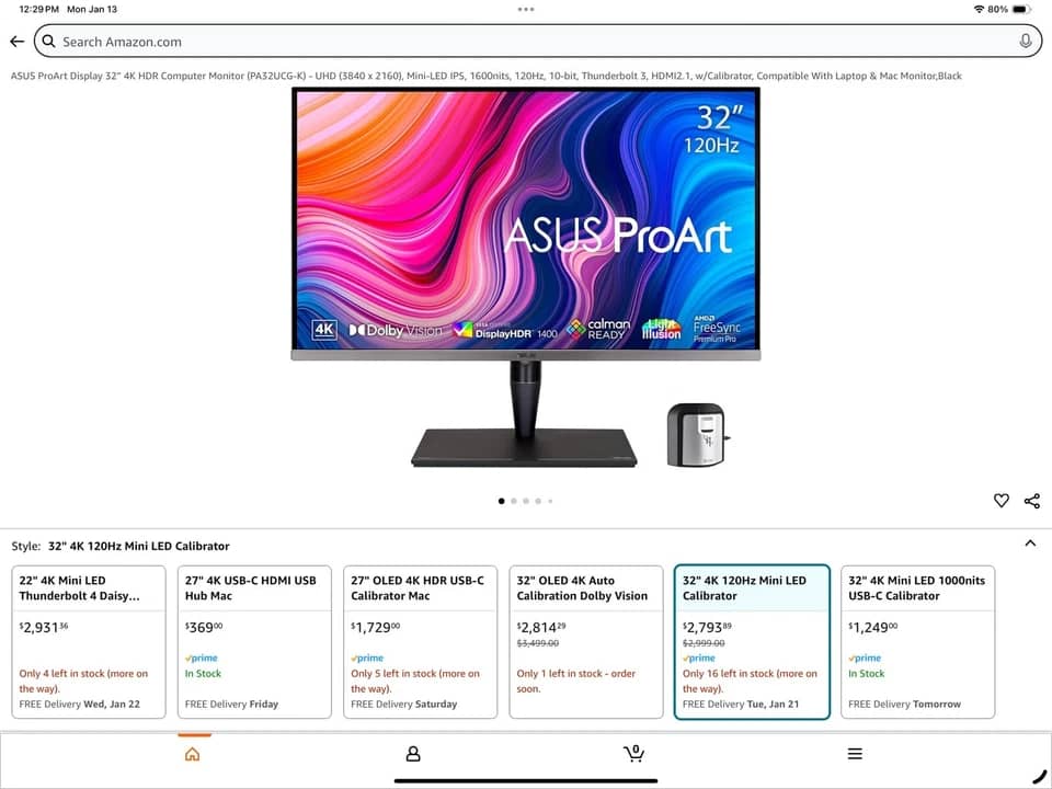 ASUS PA32UCG Monitors Black New