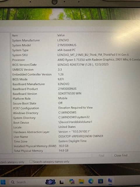 Lenovo ThinkPad E14 Gen 6 Computers 256GB 16GB New