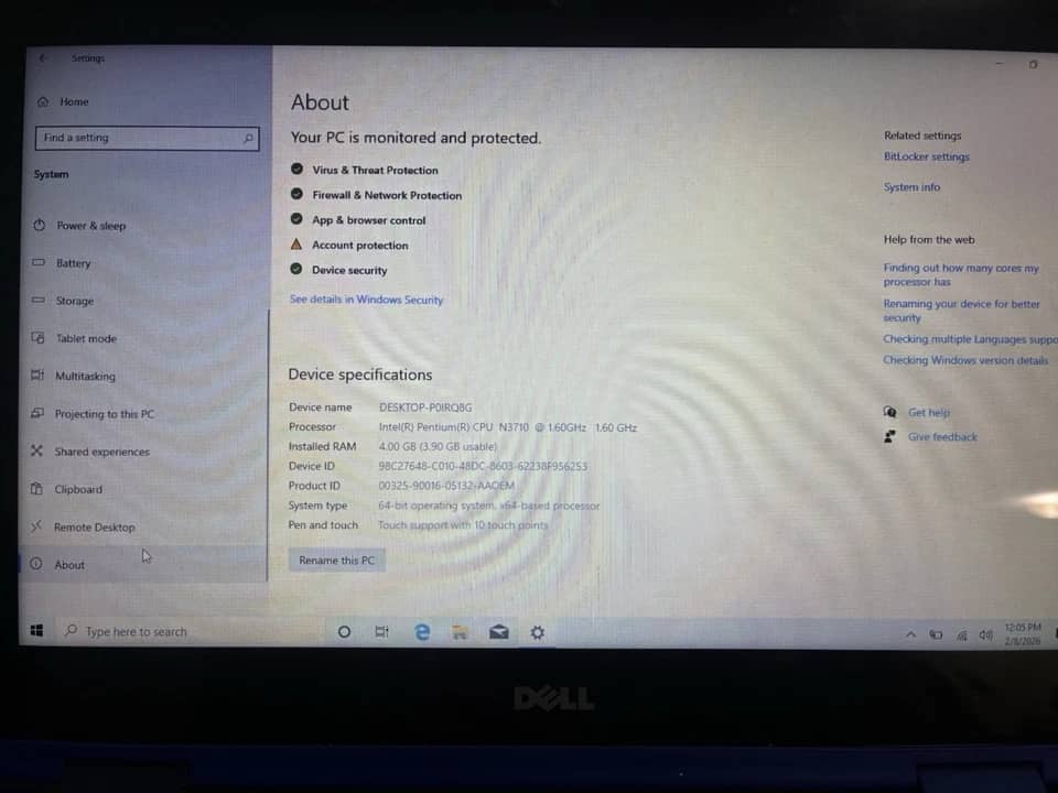 Dell Inspiron 11 3000 Computers 256GB 4GB For parts or not working