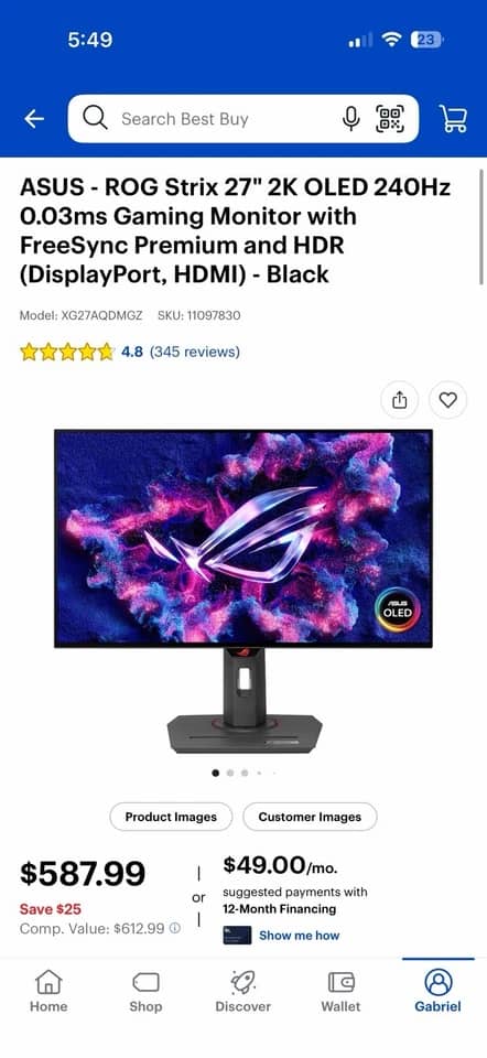 ASUS XG27AQDMGZ Monitors Black New