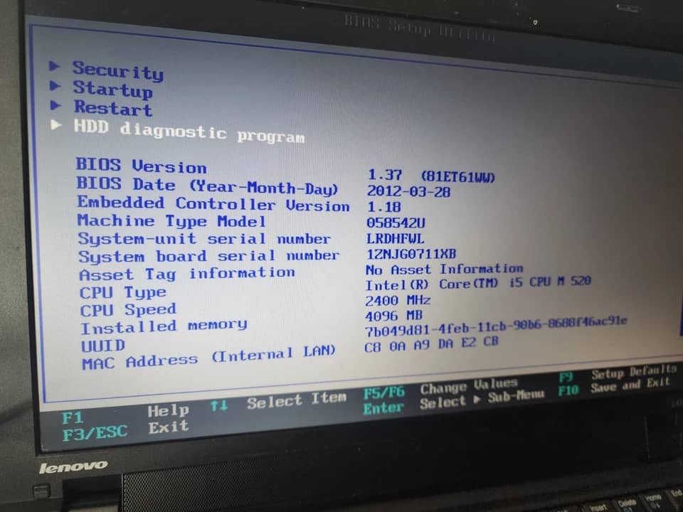 Lenovo ThinkPad L412 Computers 160GB 4GB For parts or not working