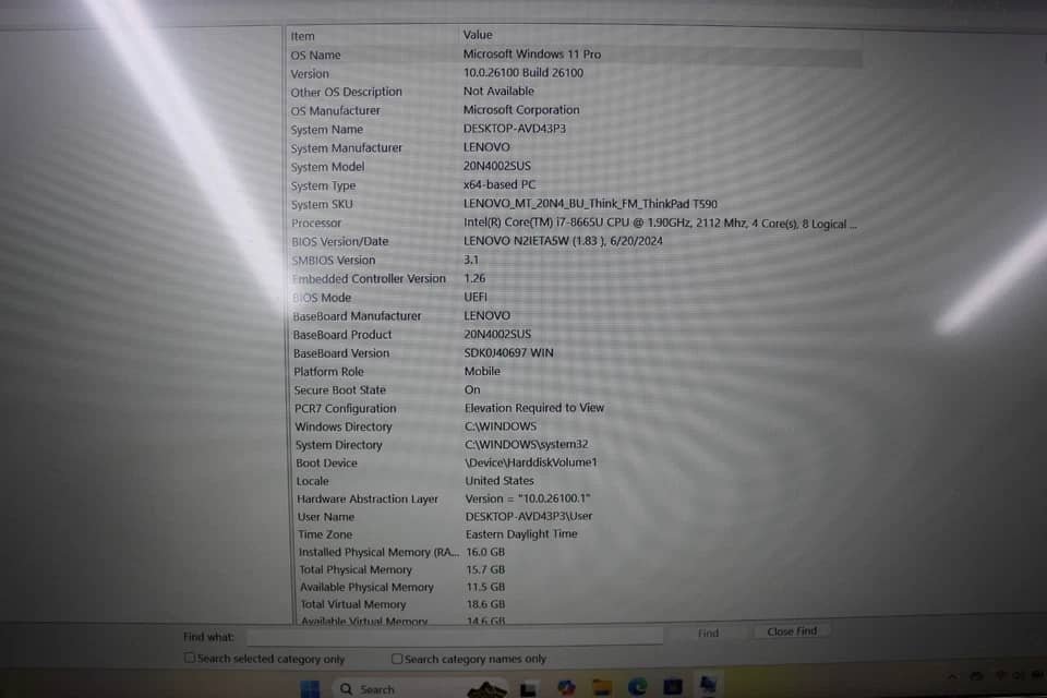 Lenovo ThinkPad E590 Computers 1TB 32GB Used - Very Good