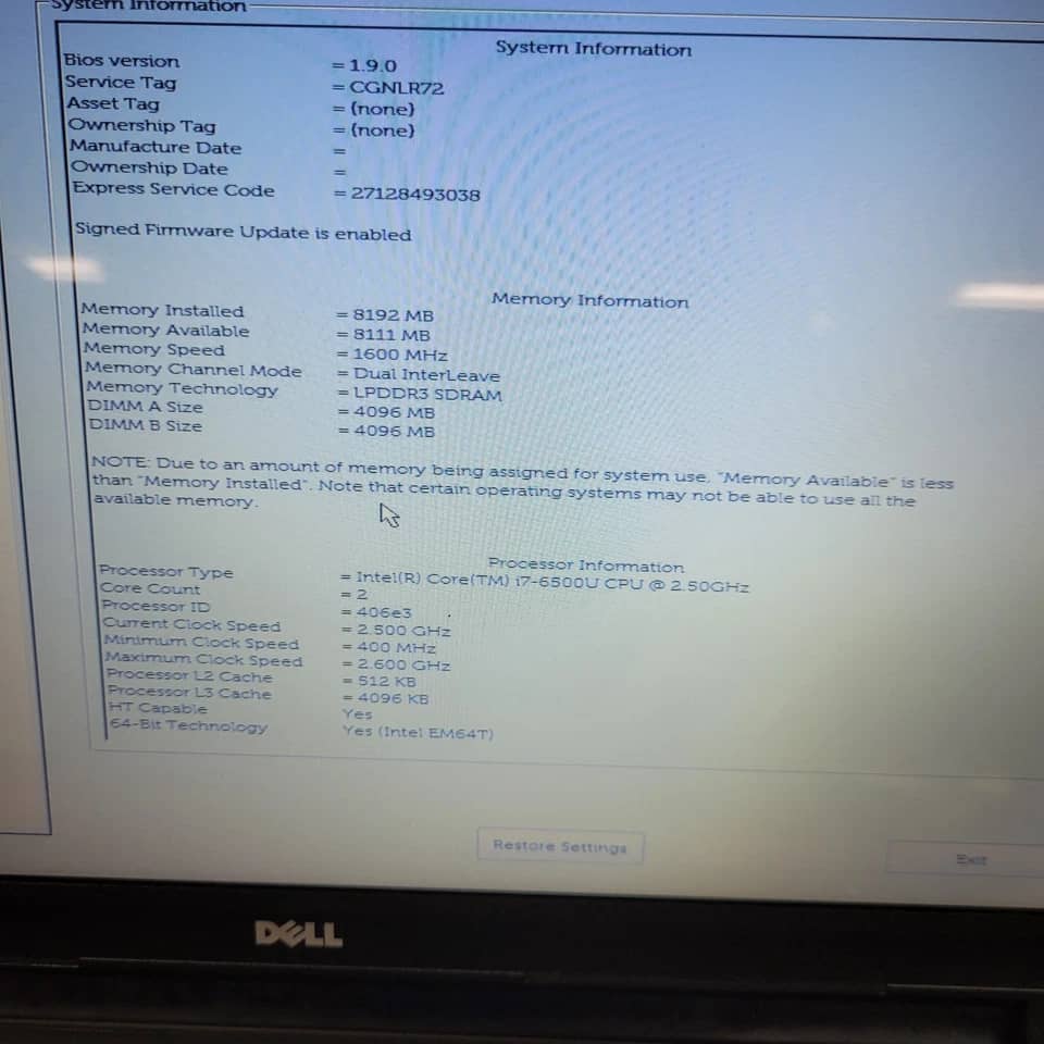 Dell Inspiron 5559 Computers 1TB 16GB Used - Good