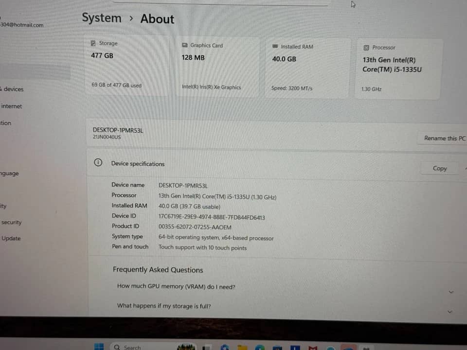 Lenovo 2023LENOVOTHINKPADE16G1 Computers 1TB 40GB Used - Good