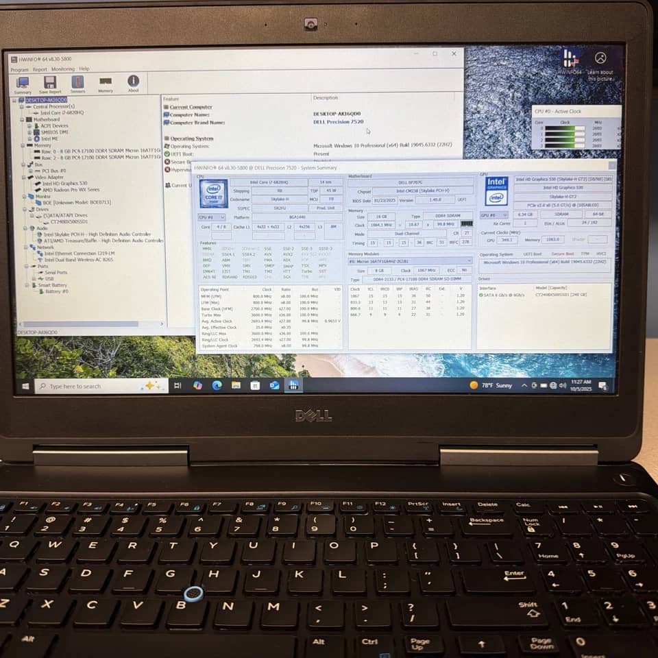 Dell Precision 7520 Computers 128GB 16GB Refurbished - Excellent