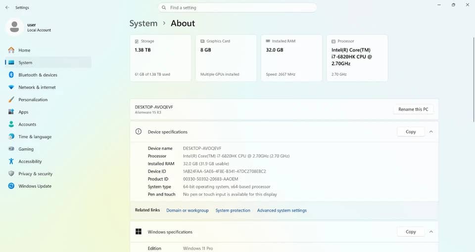 Dell Alienware 15 R3 Computers 1000GB 8GB New