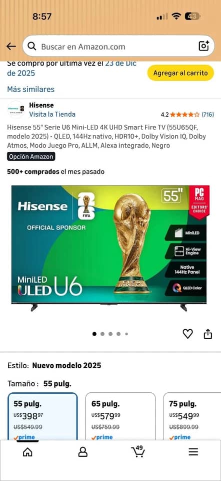 Hisense U65QF TVs Black New