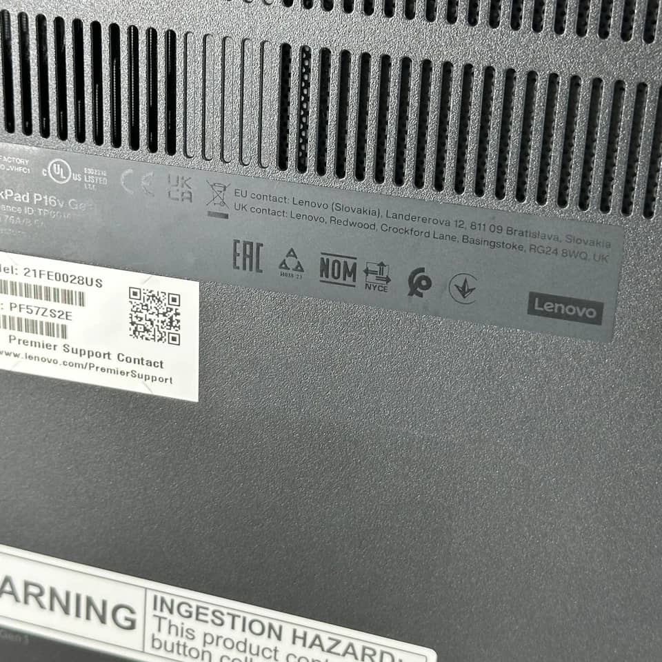 Lenovo ThinkPad P16v Gen 1 Computers 1TB 32GB New