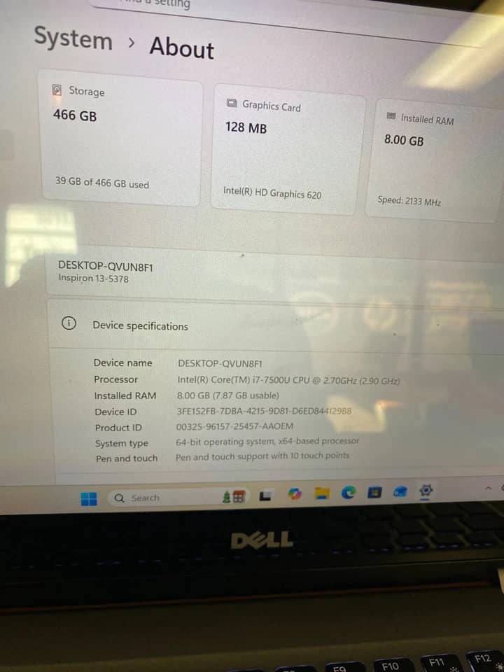 Dell Inspiron 13 5378 Computers NO HDD 8GB Used - Good