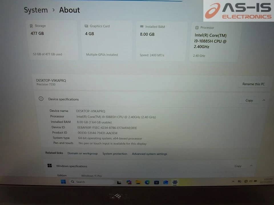 Dell Precision 7550 Computers 1000GB 32GB Refurbished - Excellent