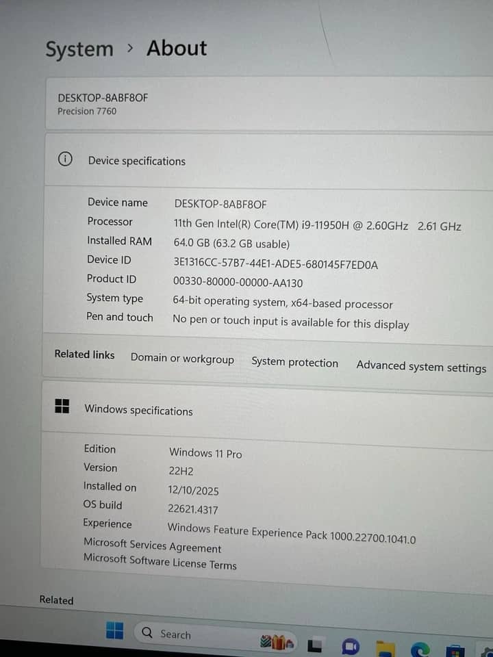 Dell Latitude 7760 Computers Open-Box Excellent 256GB 16GB