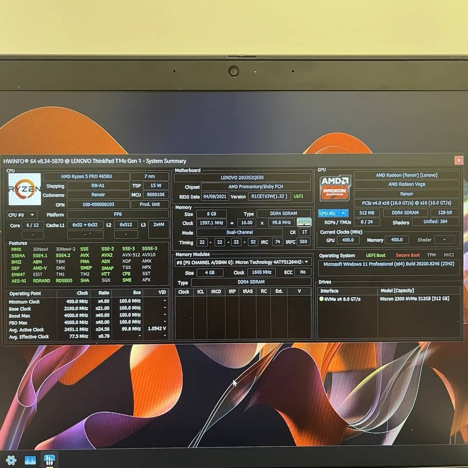 Lenovo ThinkPad T14s Computers 1000GB 16GB Refurbished - Excellent