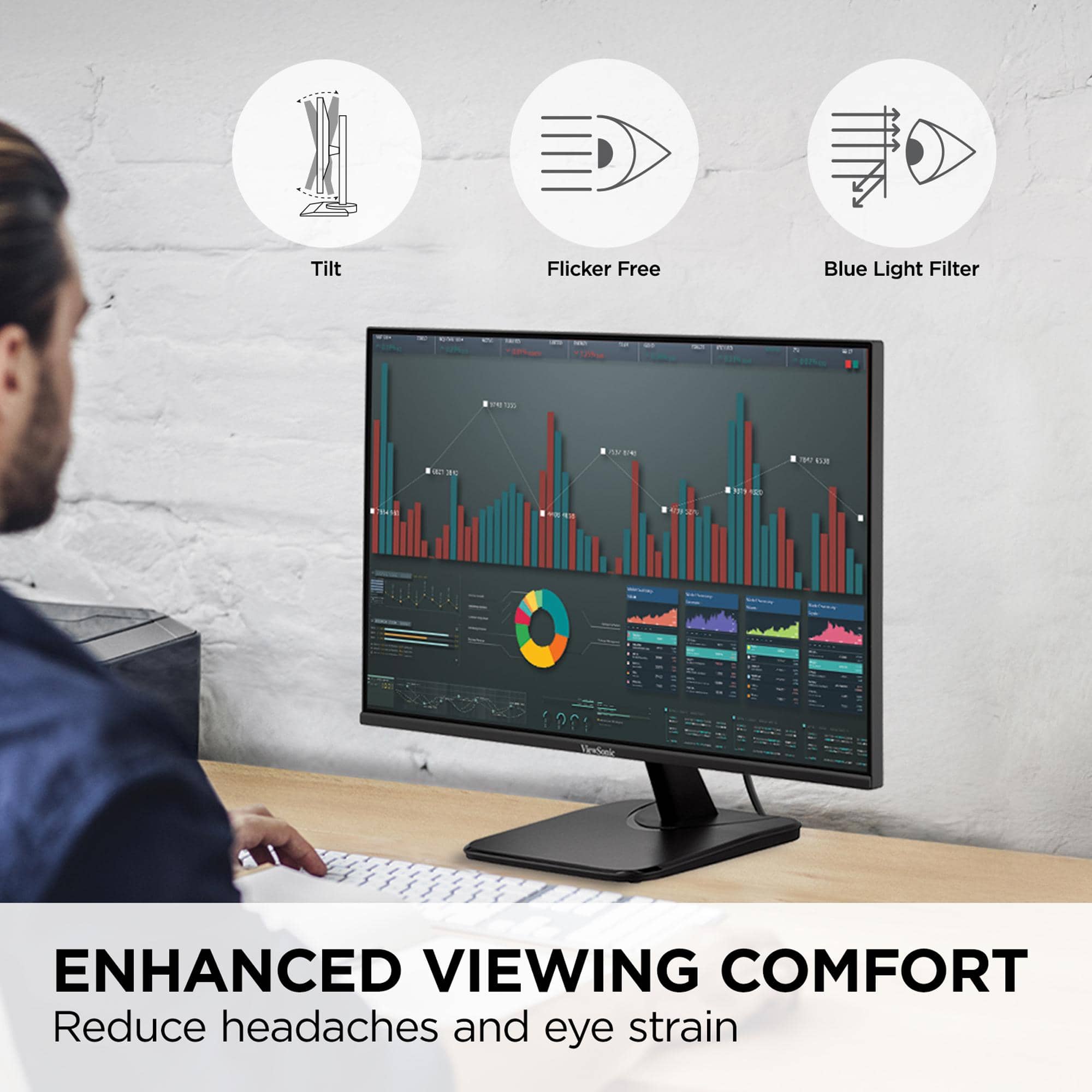 ViewSonic VA2456A-MHD Monitors Black New