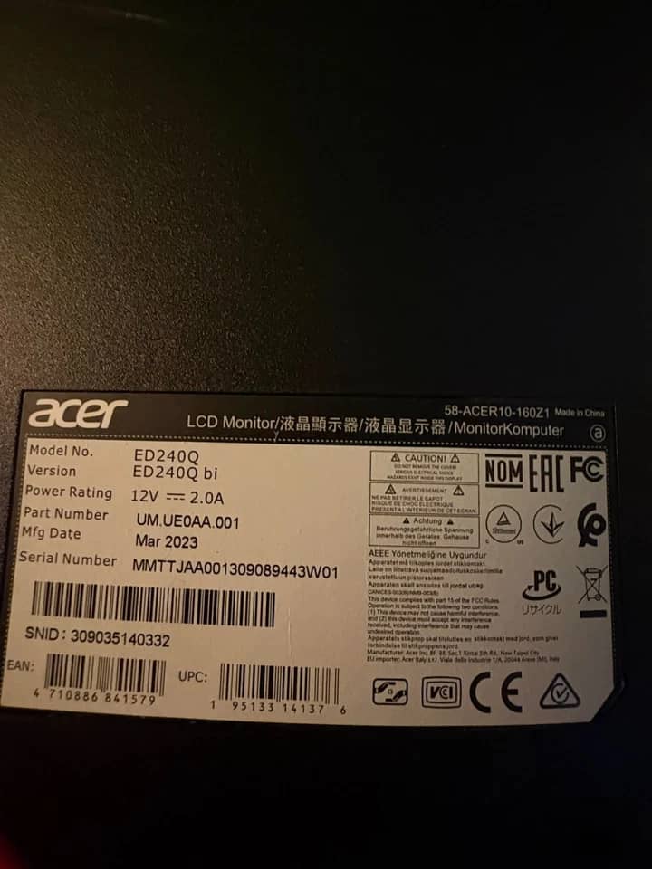 Acer ED240Q Monitors Black New