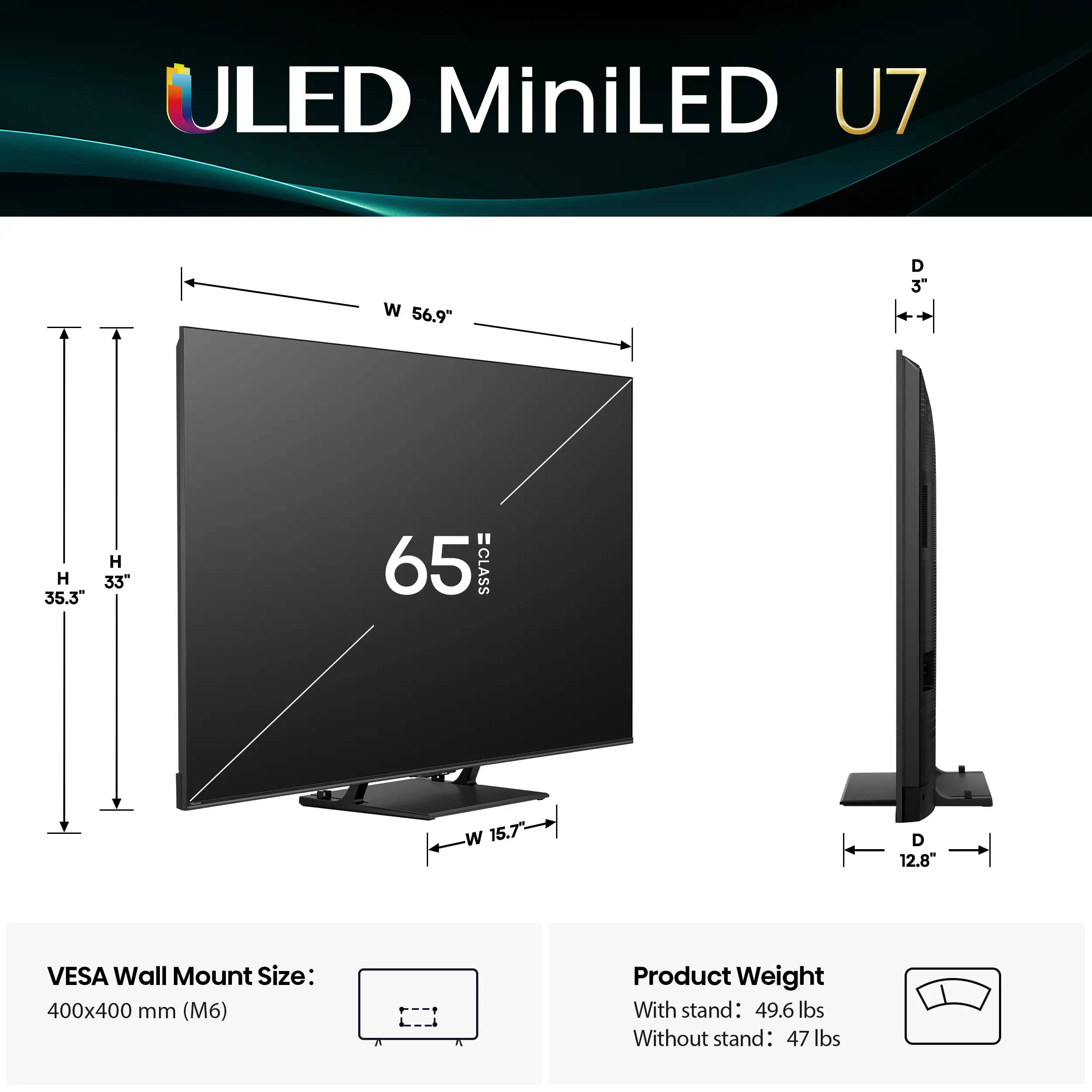 Hisense U75QG TVs Black New