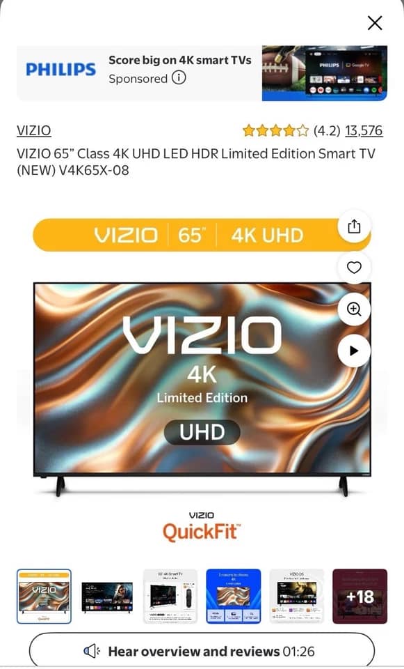 VIZIO m65q6-l4 TVs Black New