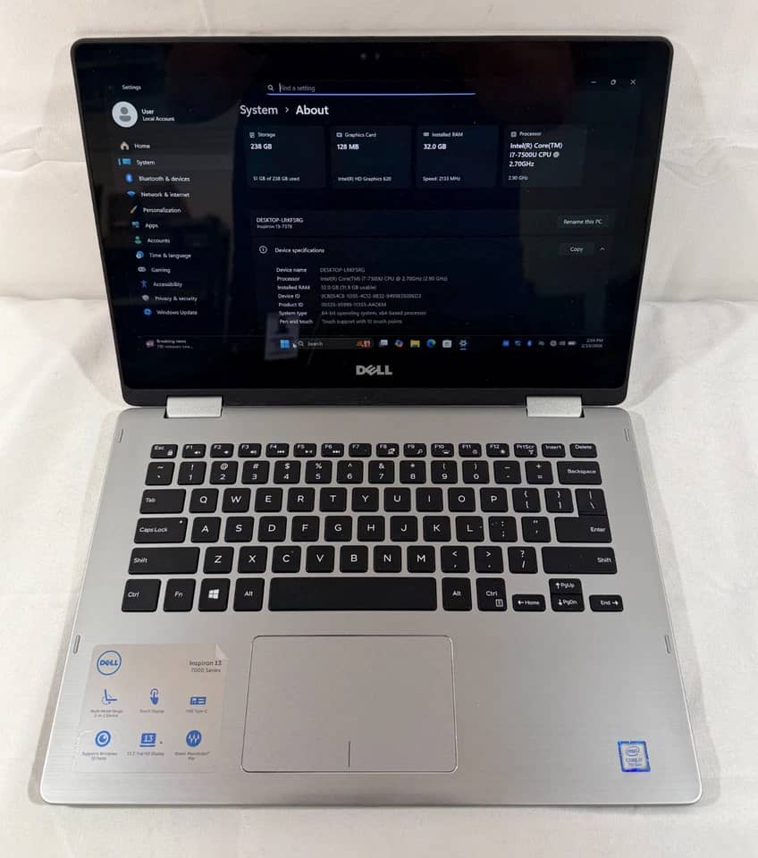 Dell Inspiron 13 7378 Computers 256GB 16GB Used - Good
