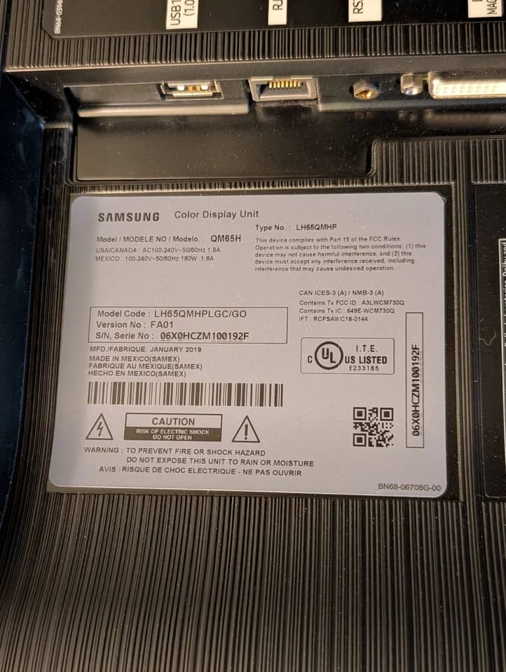 Samsung QM65C TVs Black New