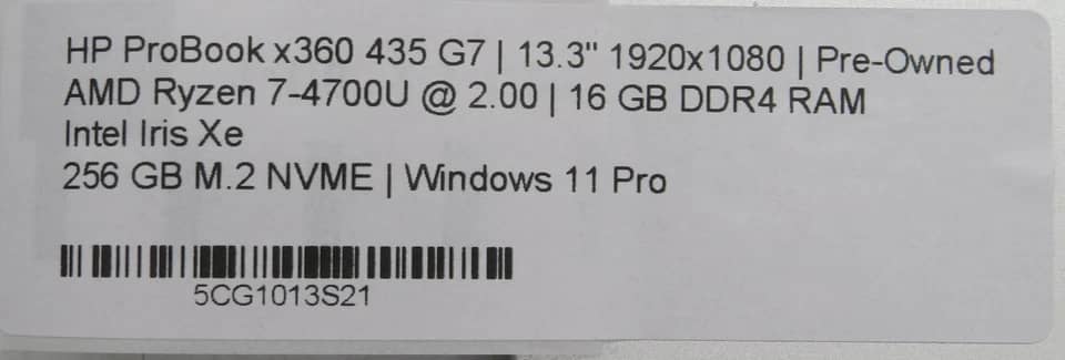 HP ProBook 435 G7 Computers 256GB 16GB For parts or not working