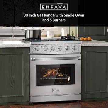 Empava with True Convection, 4.55 Cu. Ft Oven, 18,000 BTU Power Burner Gas Ranges New