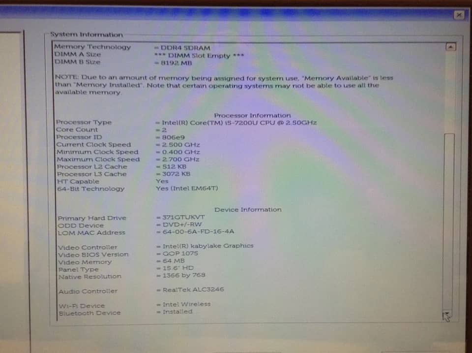 Dell Inspiron 5567 Computers 1TB 4GB Used - Good