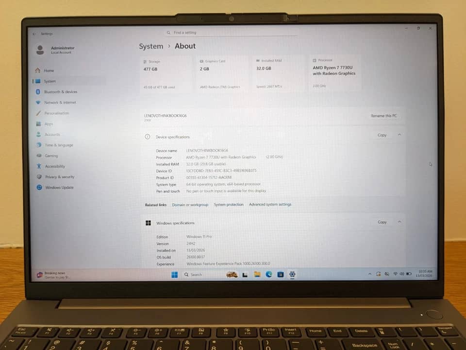 Lenovo ThinkBook 16 G6 Computers 1TB 16GB Refurbished - Excellent