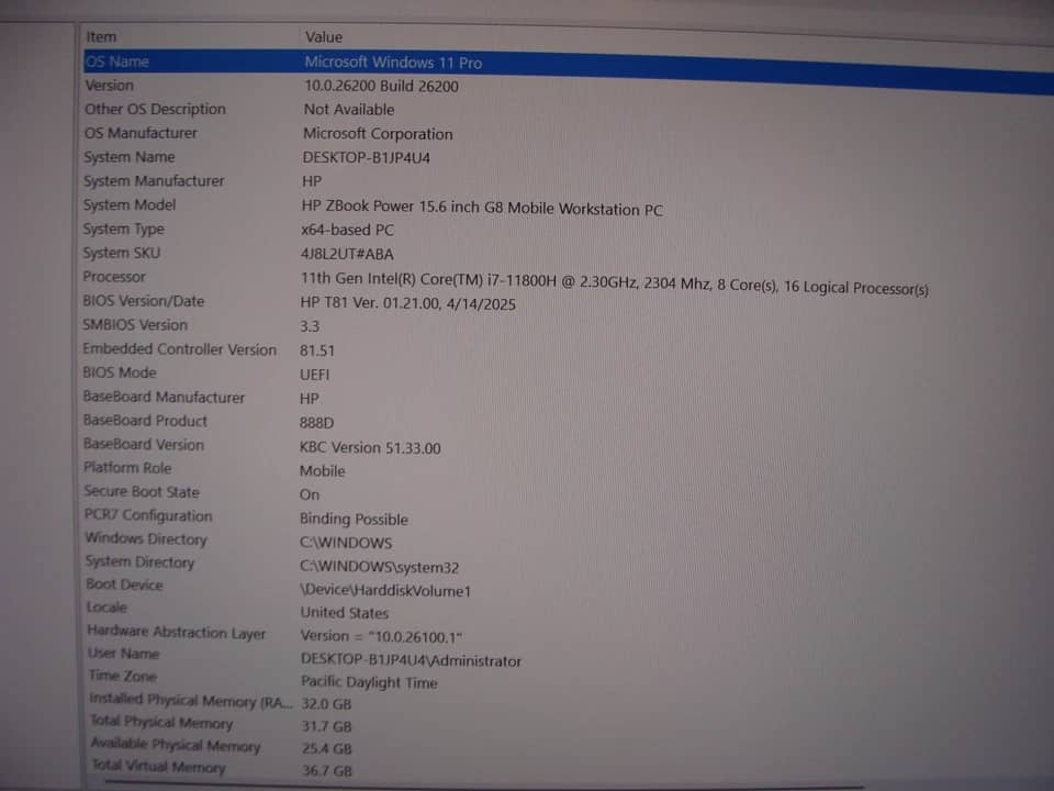 HP ZBook Power G8 Computers 1TB 64GB Used - Good