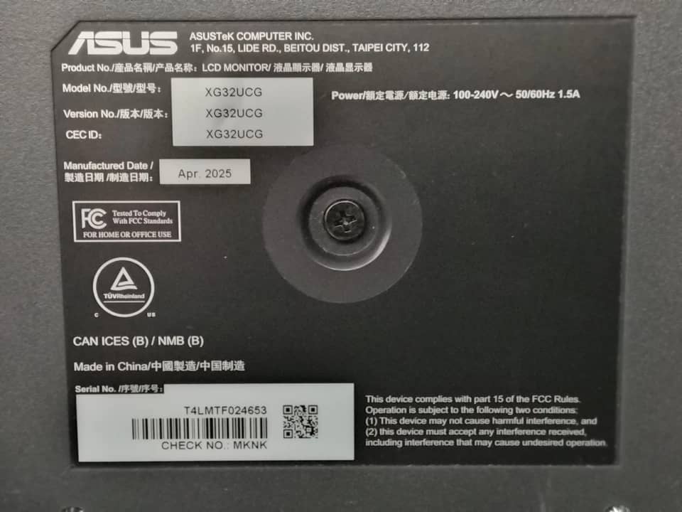 ASUS XG32UCG Monitors Used - Good