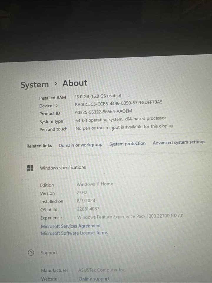 ASUS ROG Strix GL703GE Computers 256GB 16GB Used - Good